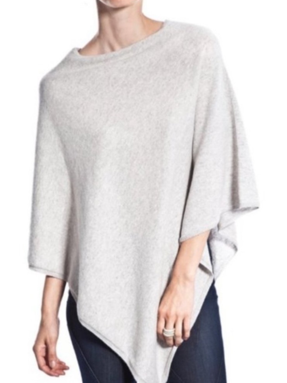 Beryll grey 100% Cashmere Poncho Drape One Size sweater knit